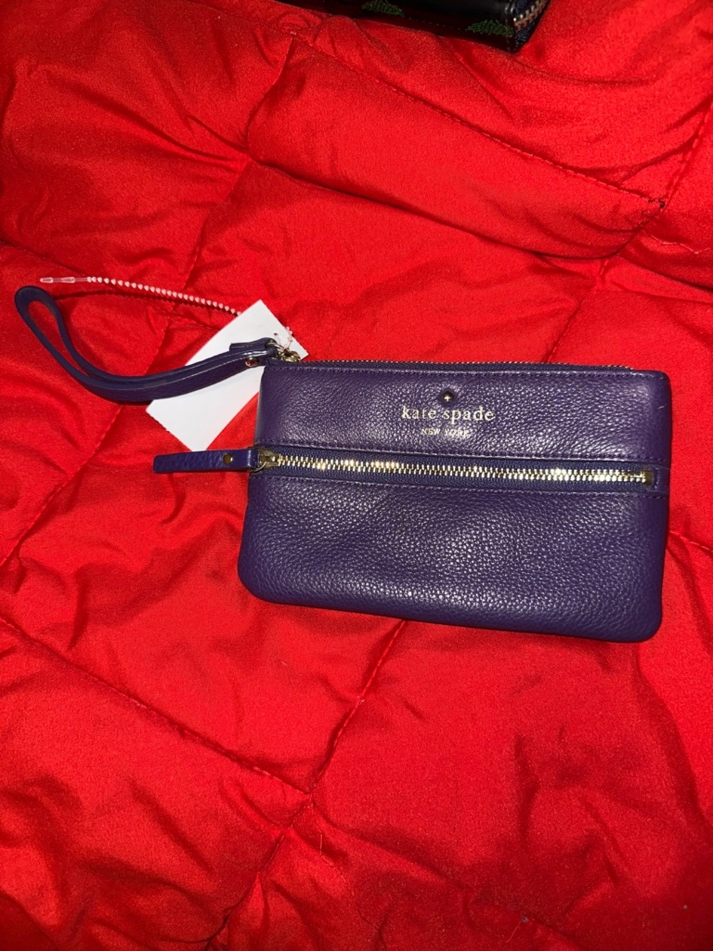kate spade Purple Pebbled Leather Wristlet Clutch